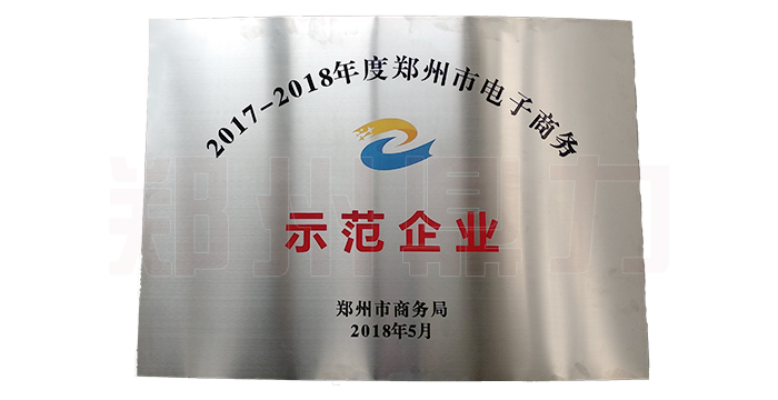 郑州中国AG8九游荣获2017-2018年郑州市优秀电子商务示范企业荣誉牌